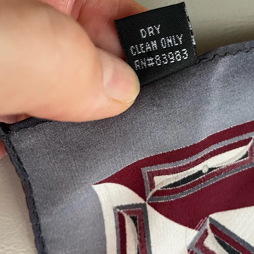 Vintage Geometric Print Silk Pocket Square Handkerchief..